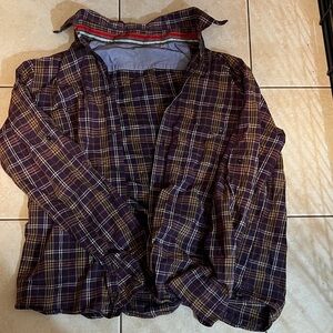 Men's Casual Purple Plaid Button-Down Shirt